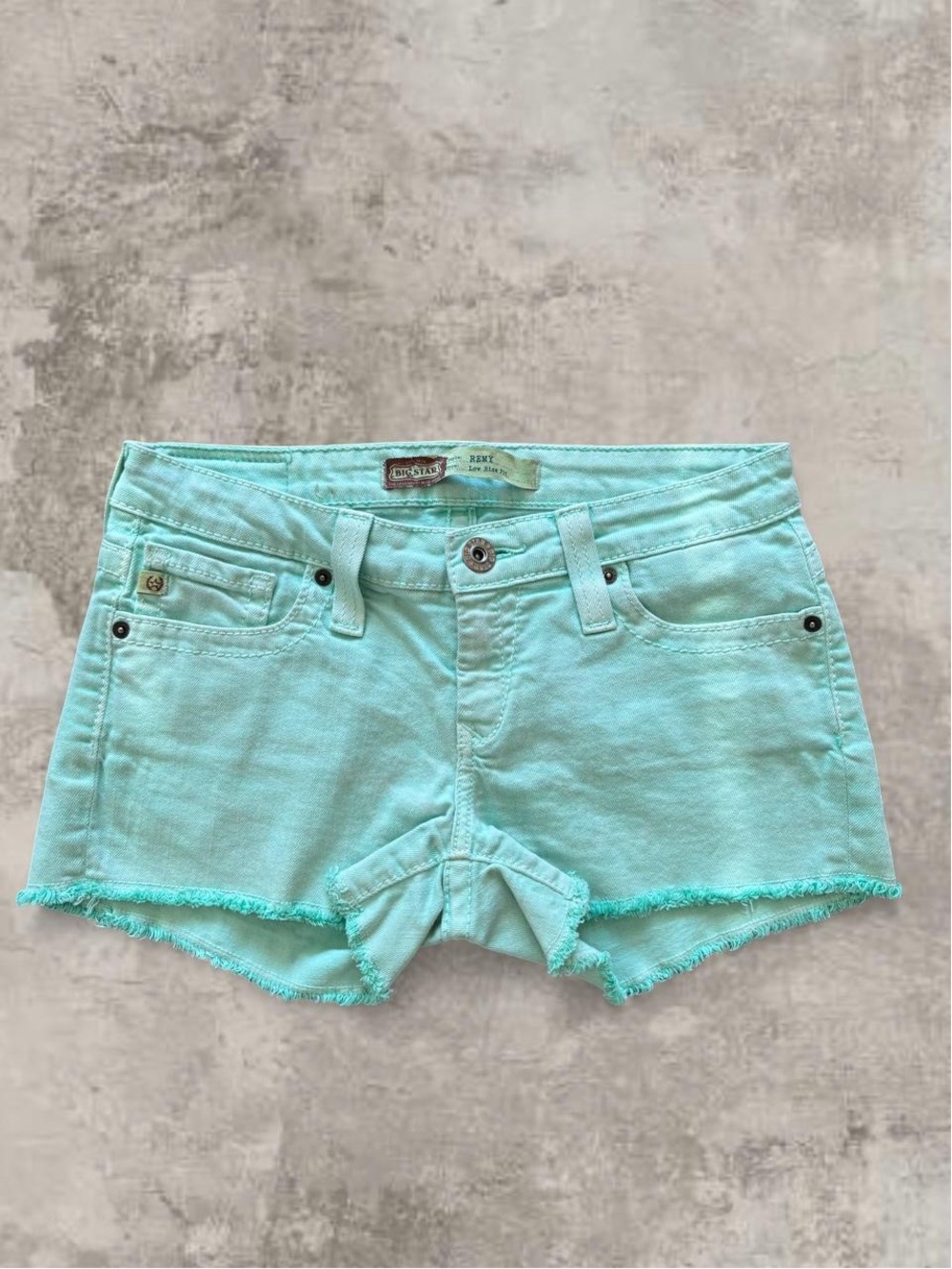 Y2K low rise Big Star Mint Green Denim Cutoff Shorts